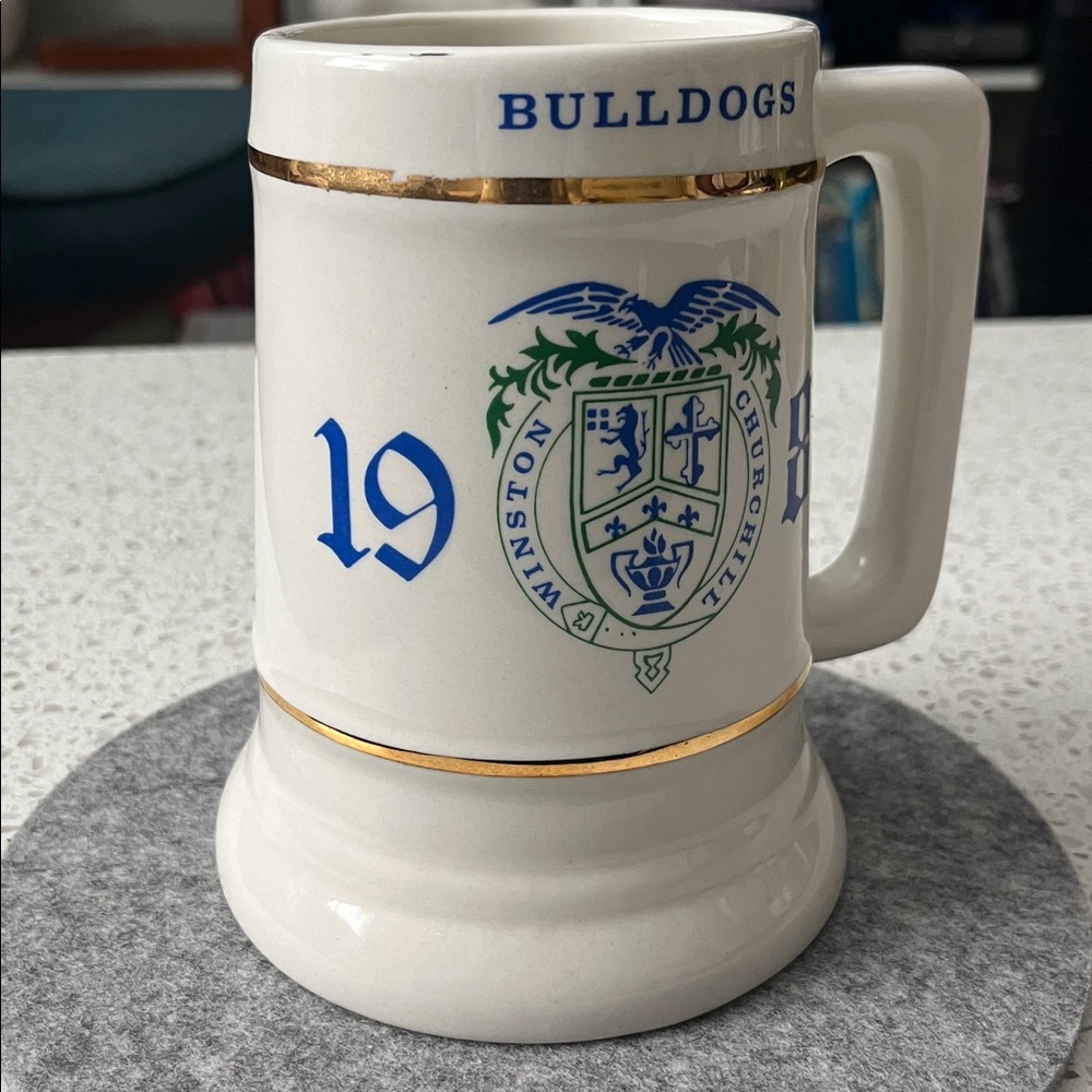 Bulldogs 1987 Ceramic Beer Stein with Gold Trim